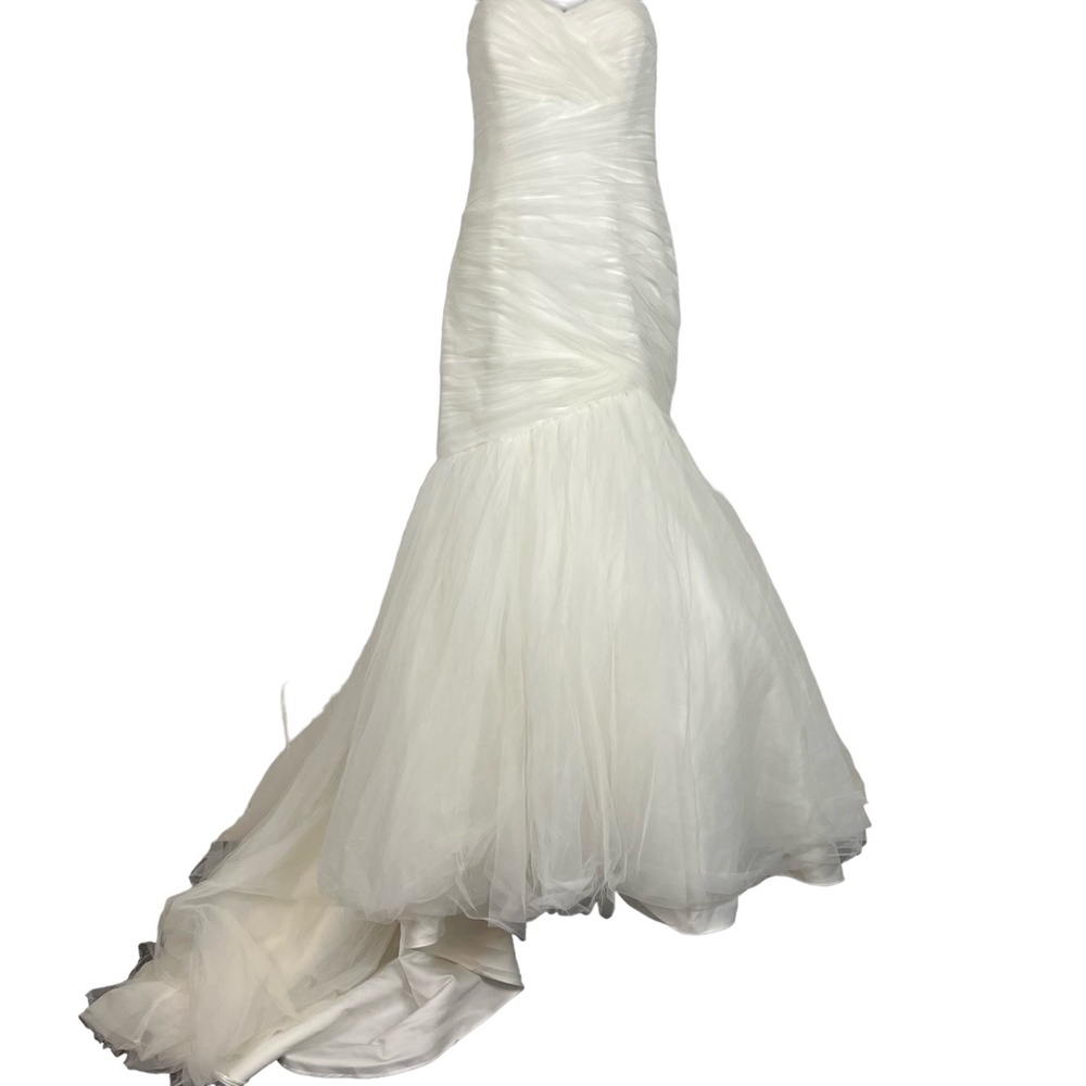 MORI LEE Strapless Tulle Ruched Corset Fit & Flare Mermaid Wedding Gown Dress 16